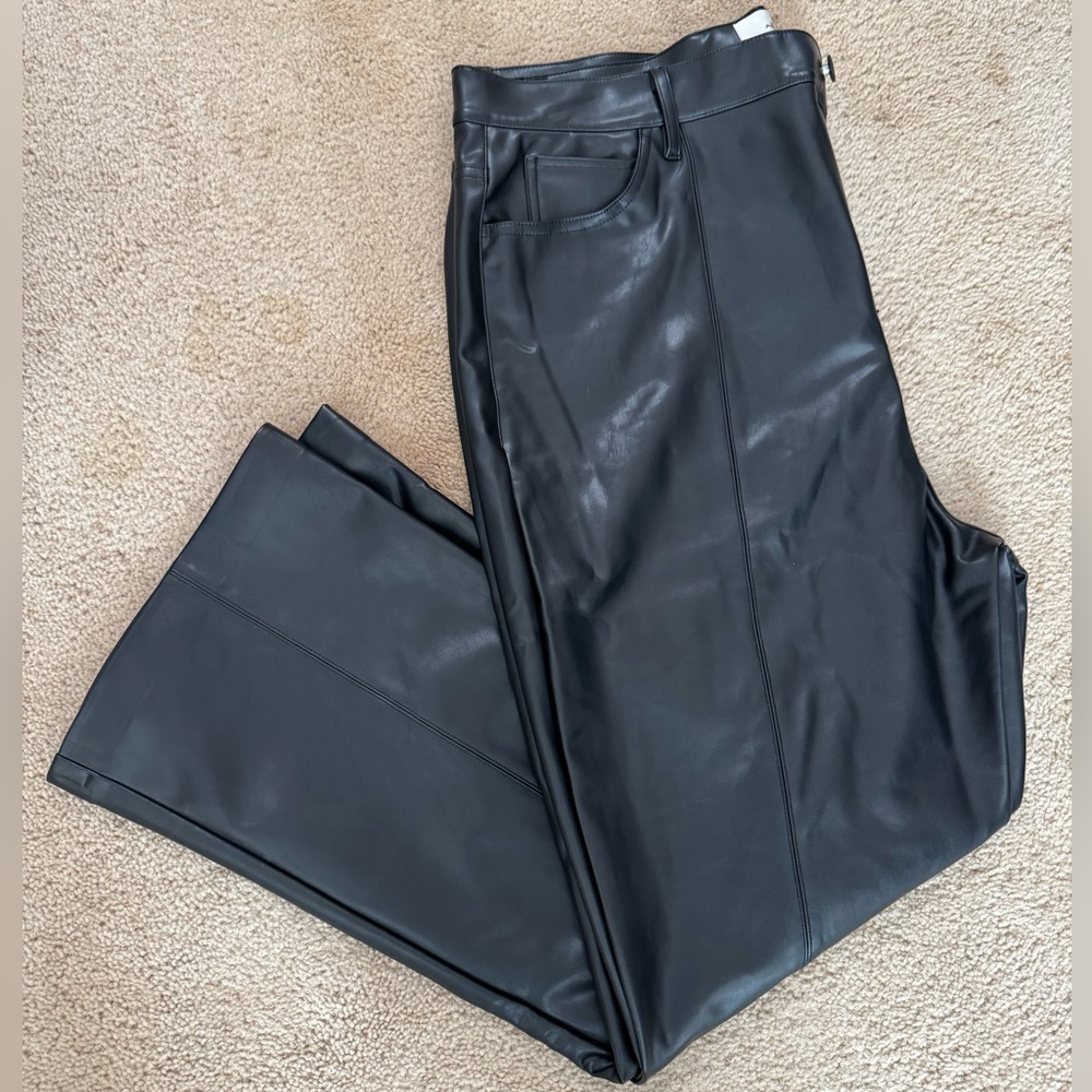 7 For All Mankind Faux Leather Womens 34 Slim Kick Flare Y2K concert grunge arts - Picture 7 of 12